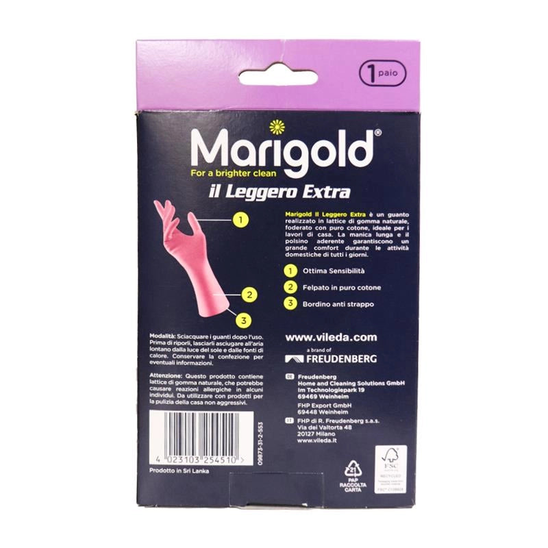 MARIGOLD GUANTI FELPATI IN PURO COTONE E LATTICE IN LEGGERO EXTRA TAGLIA M 7,5