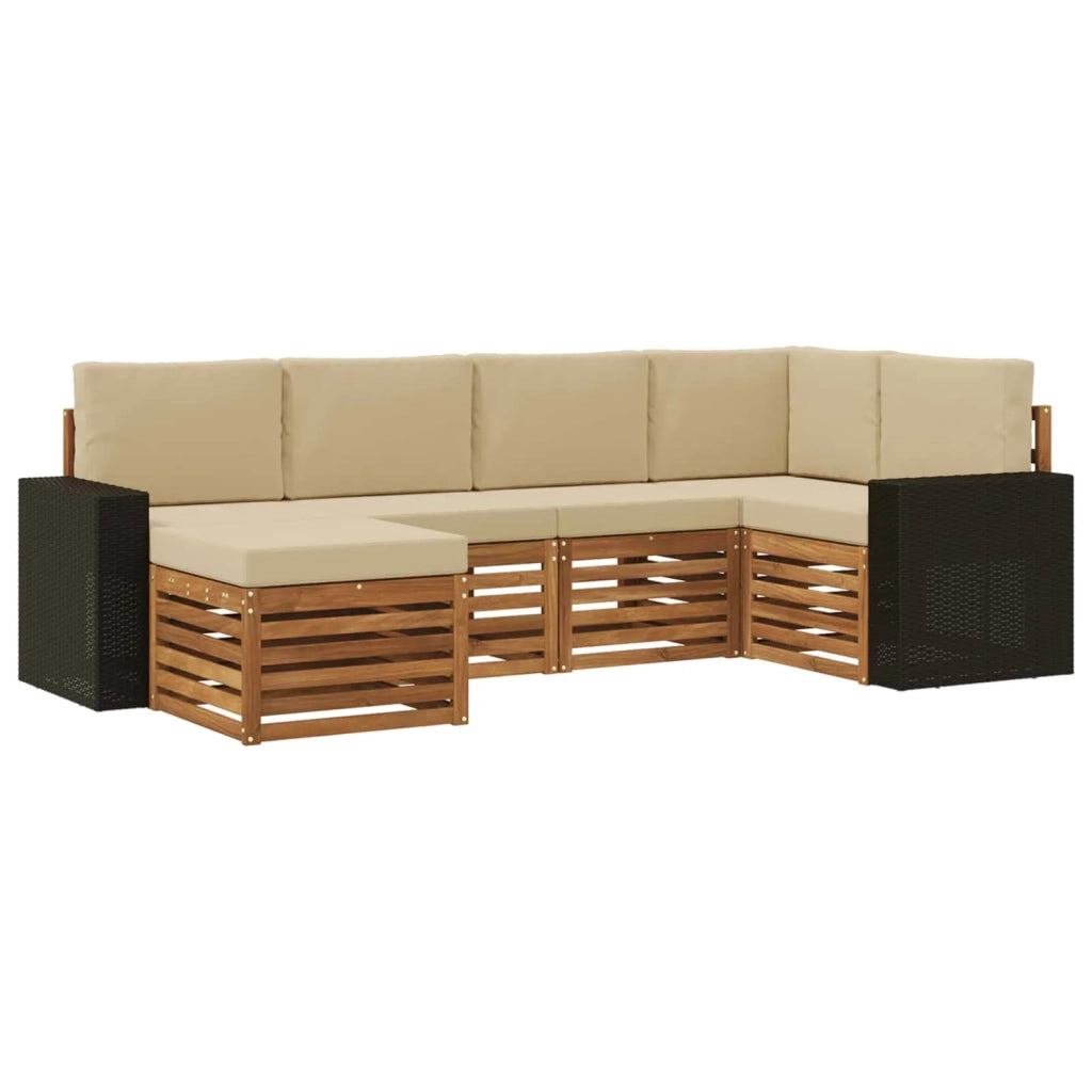 Set di divani da esterno 6 pz Naturale e Beige Poliestere 3384574