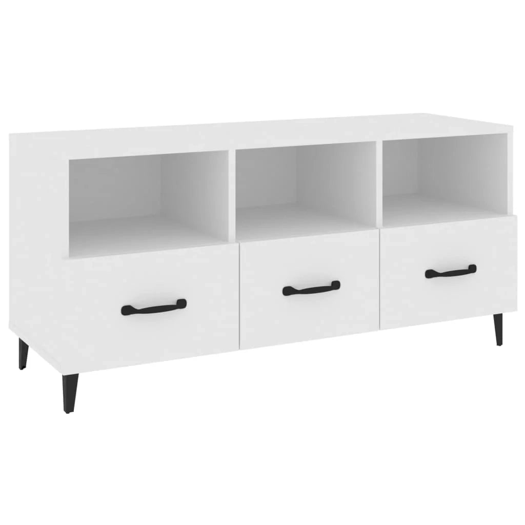 Mobile TV multimediale mensola TV credenza mobile TV sala da pranzo soggiorno camera da letto 102 x 35 x 50 cm legno ingegnerizzato bianco 02_0025576
