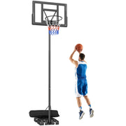 Canestro Basket con Altezza Regolabile 1,3-3 m, Base Riempibile e Ruote, Nero
