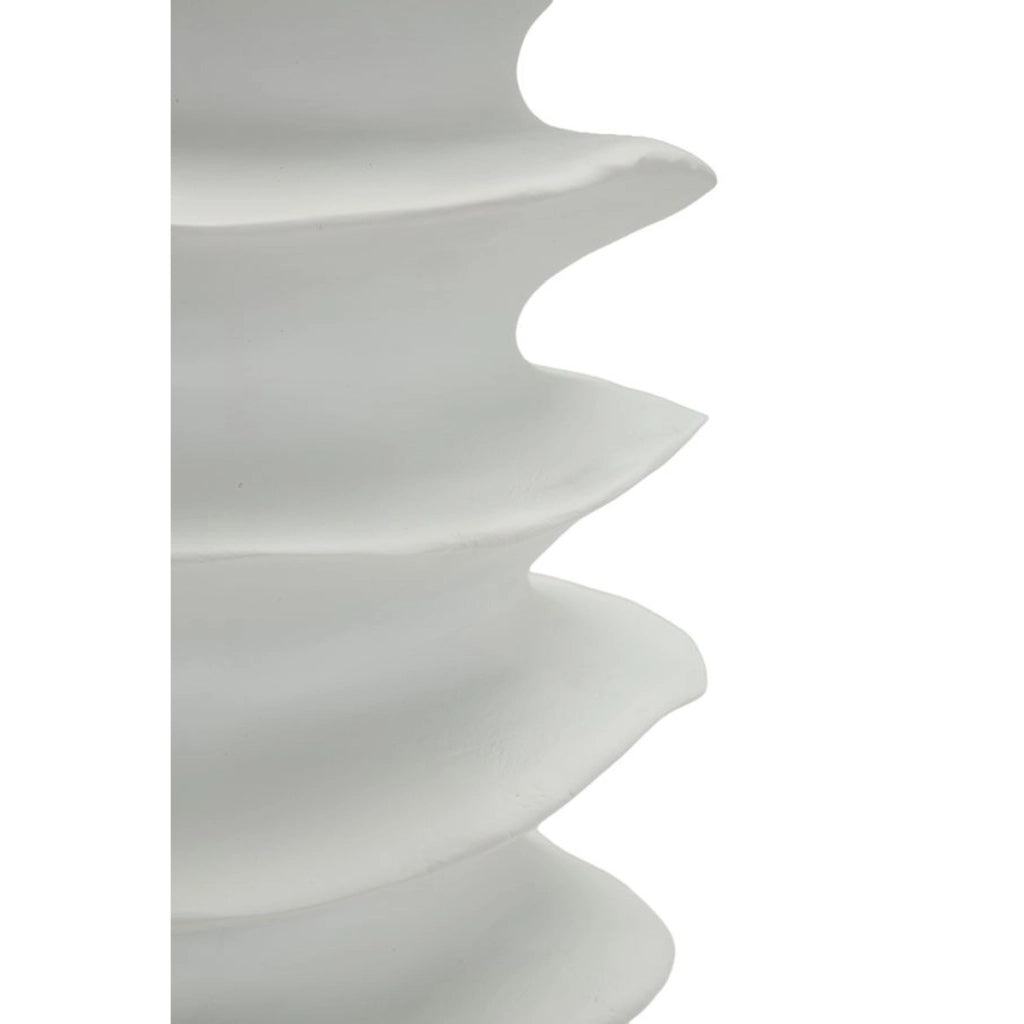 Vaso decorativo moderno a fasce ondulate bianco