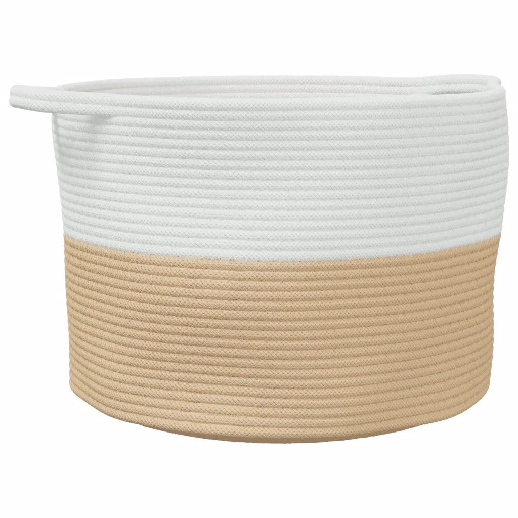Cesto per Biancheria Beige e Bianco Ã˜55x36 cm in Cotonecod mxl 108664