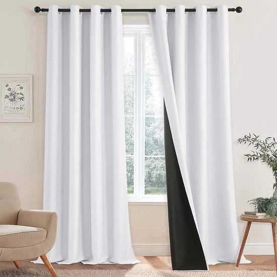 Tappeti termoisolanti per salone moderno - Bicolor - Opaco - 2 pezzi - 140 x 245 cm - Blocco totale della luce - Tappeti bianchi per camera e stanza con applicazioni di chiusura