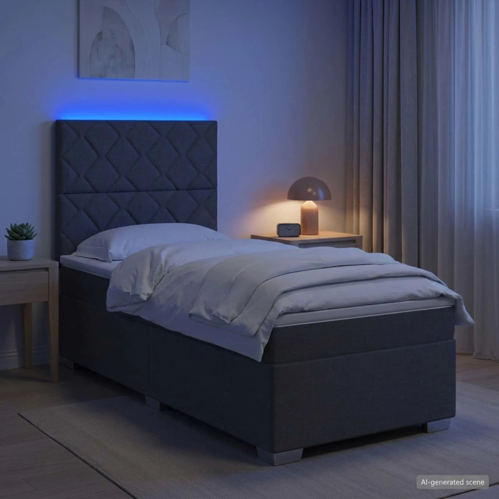 Letto box spring con materasso Grigio Scuro 90 x 200 cm Tessuto 3454790