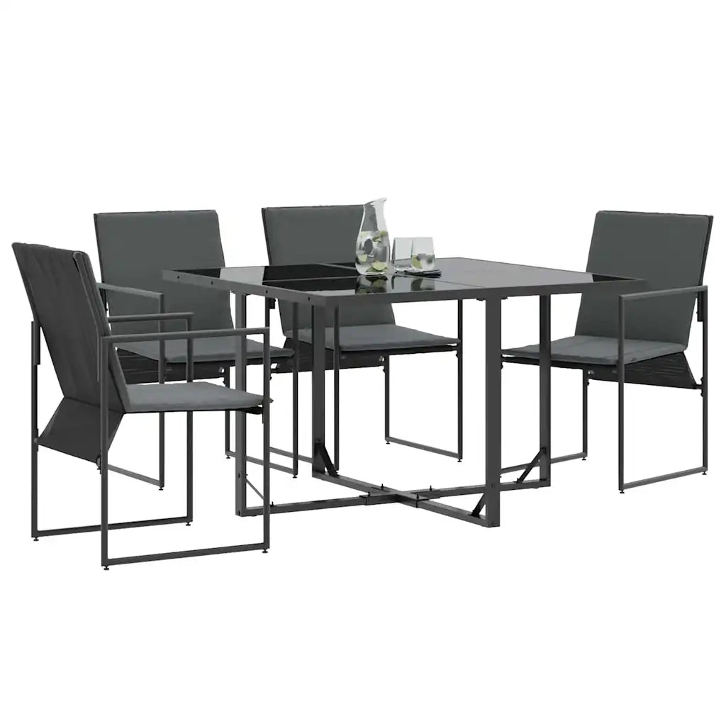 Sedia con cuscino 4 pcs Nero e antracite Textilene 42003025