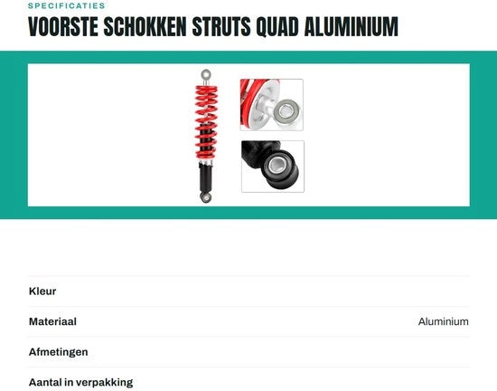Schoccodemporegolatore di alta qualità in lega di alluminio - Schoccodemporegolatori - ATV Quad - Buggy - Scooter - 305mm Lunghezza - Sospensione