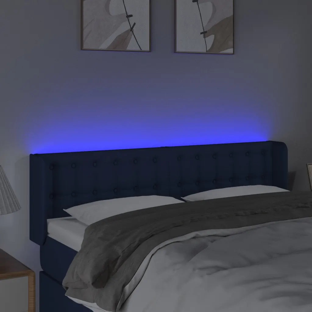 Testiera a LED Blu 147x16x78/88 cm in Tessuto cod mxl 33843