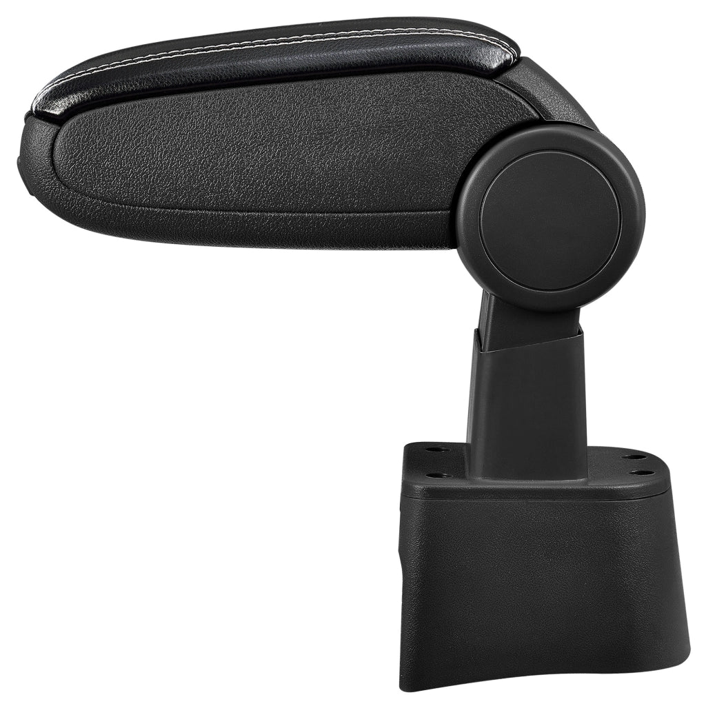 [pro.tec] Bracciolo centrale - Poggiabraccio con vano portaoggetti - imbottito - in similpelle - nero con cucitura bianca - Seat Ibiza 6L