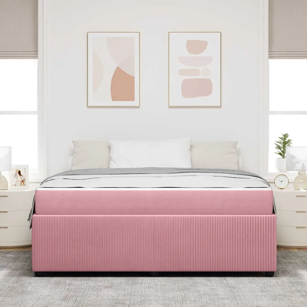 Struttura del letto con materasso Rosa 180 x 200 cm Tessuto 3398430