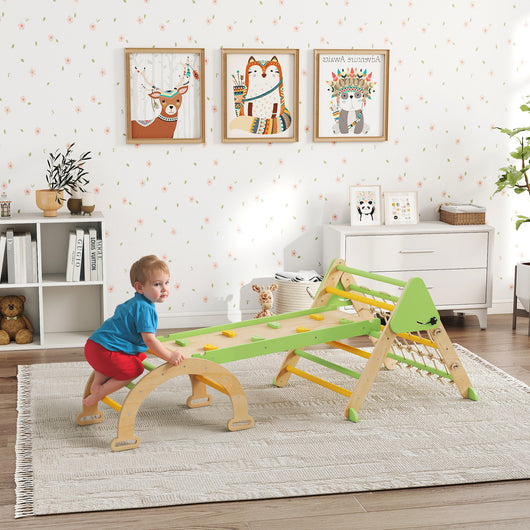 Gioco per Bambini 8 in 1 con Triangolo Parete Liscia e Arco 191.5x74.5x63 cm in Legno di Pioppo e Pino