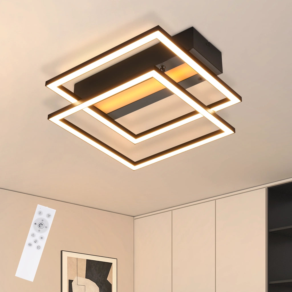 ZMH Lampada da soffitto LED quadrata 36W nera luce RGB regolabile per camera letto soggiorno cucina corridoio cameretta