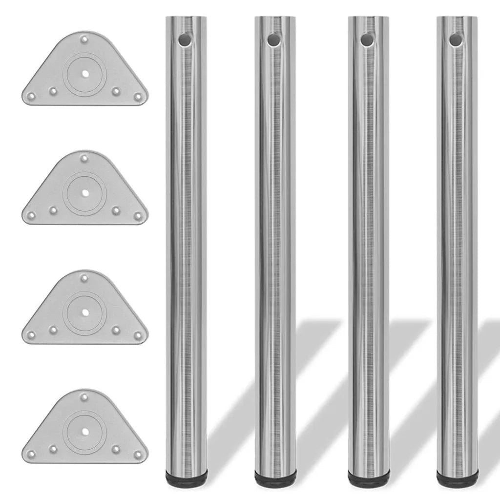 Set Gambe Tavolo 4 pz in Nickel Spazzolato Regolabili 710 mm 242145