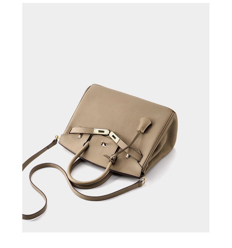 Borsa a tracolla da donna in vera pelle grigia