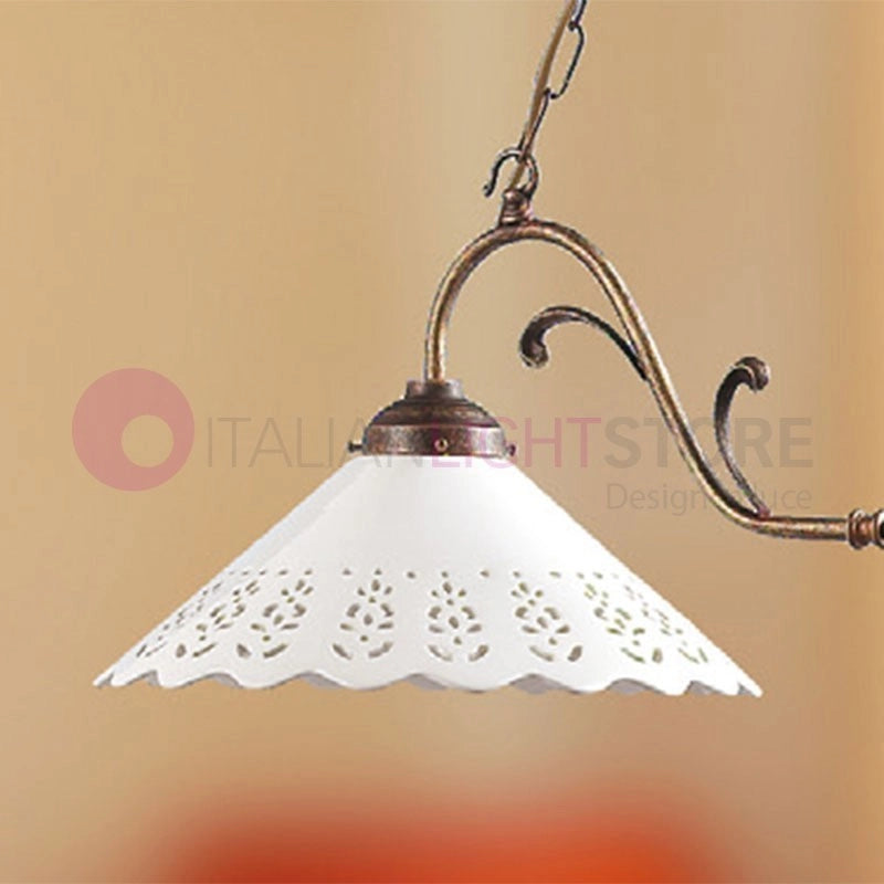 VOLTERRA Sospensione Bilanciere Ottone e Ceramica Rustico Country
