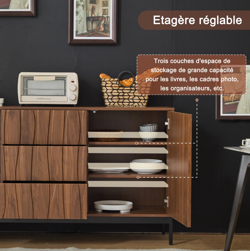 Credenza 150 cm con 2 ripiani regolabili; MDF e pannello truciolare