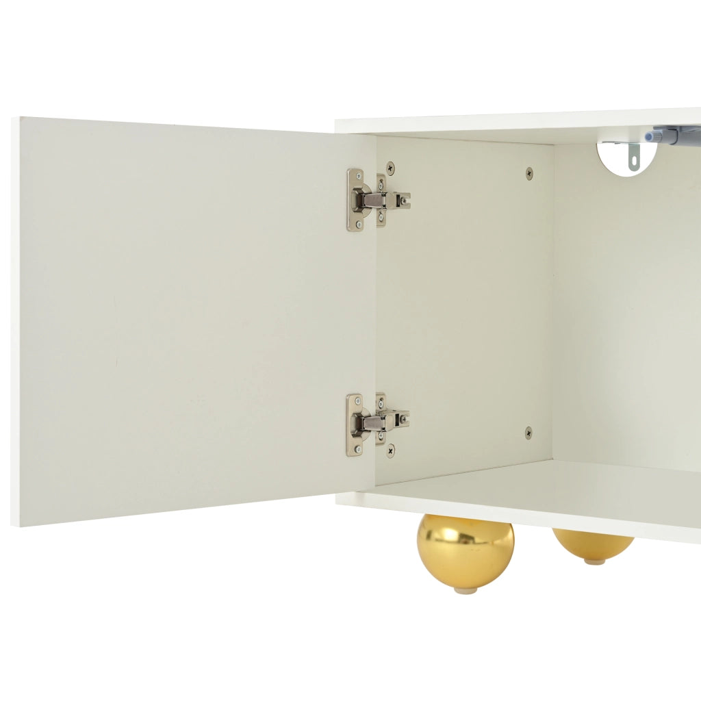 MOBILE TV 180x40x45 cm Bianco con 2 vani e 4 ante a forma di nuvola