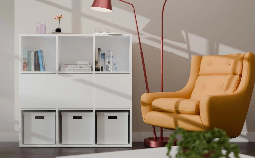 Scaffale MALAX 3x3 H bianco con 3 ante ripiani komorowe 110x110 cm tip-on libreria moderna