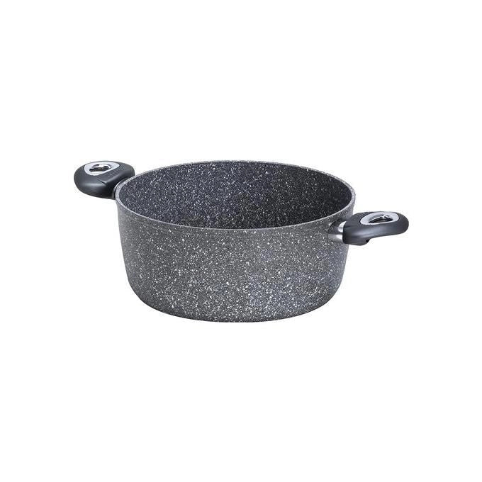 Aeternum Y0F6C20280 Madame Petravera Casseruola in Alluminio con Rivestimento Antiaderente Effetto Pietra 28 cm Adatta a Tutti i Piani Cottura Inclusa Induzione Lavabile in Lavastoviglie colore Grigio Pietra