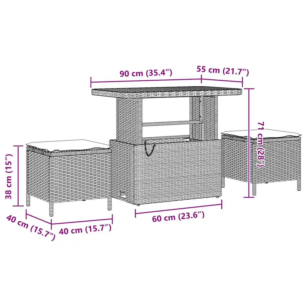Set Divano da Giardino con cuscino 12 pcs Nero polyrattan 3362565