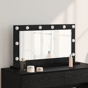Specchio da toeletta con luci a LED Frassino Nero 80x45x18 cm