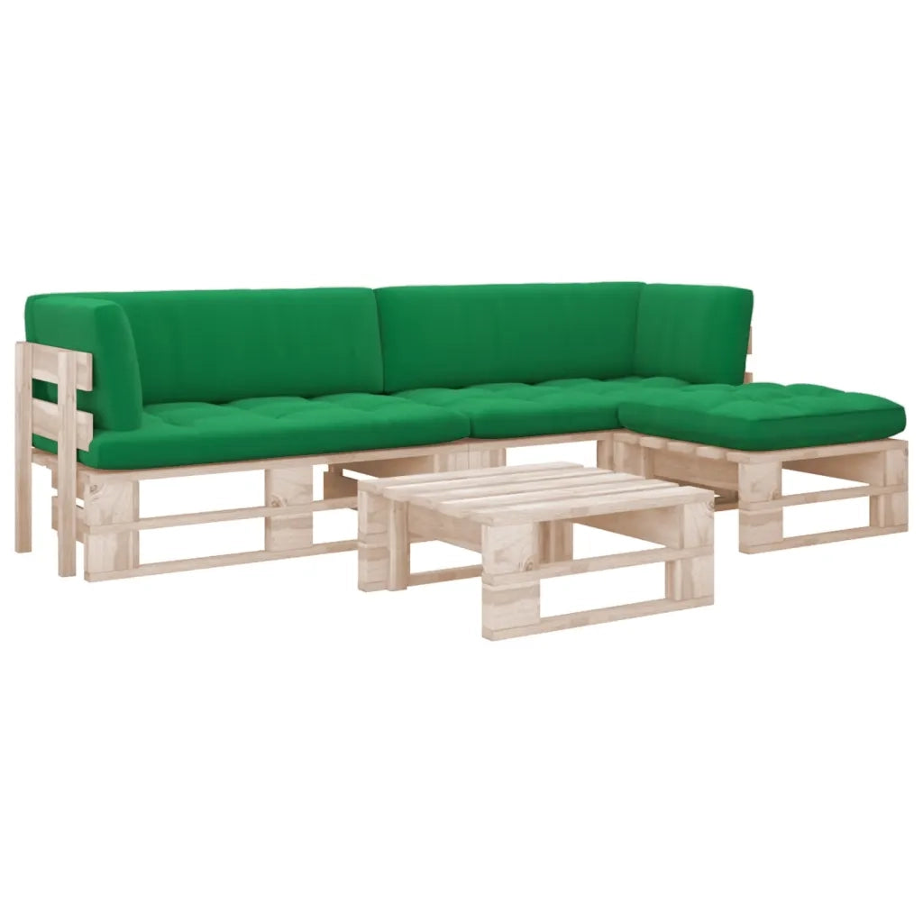 Set Divani a Pallet e Cuscini 4 pz in Legno di Pino Impregnato cod mxl 56332