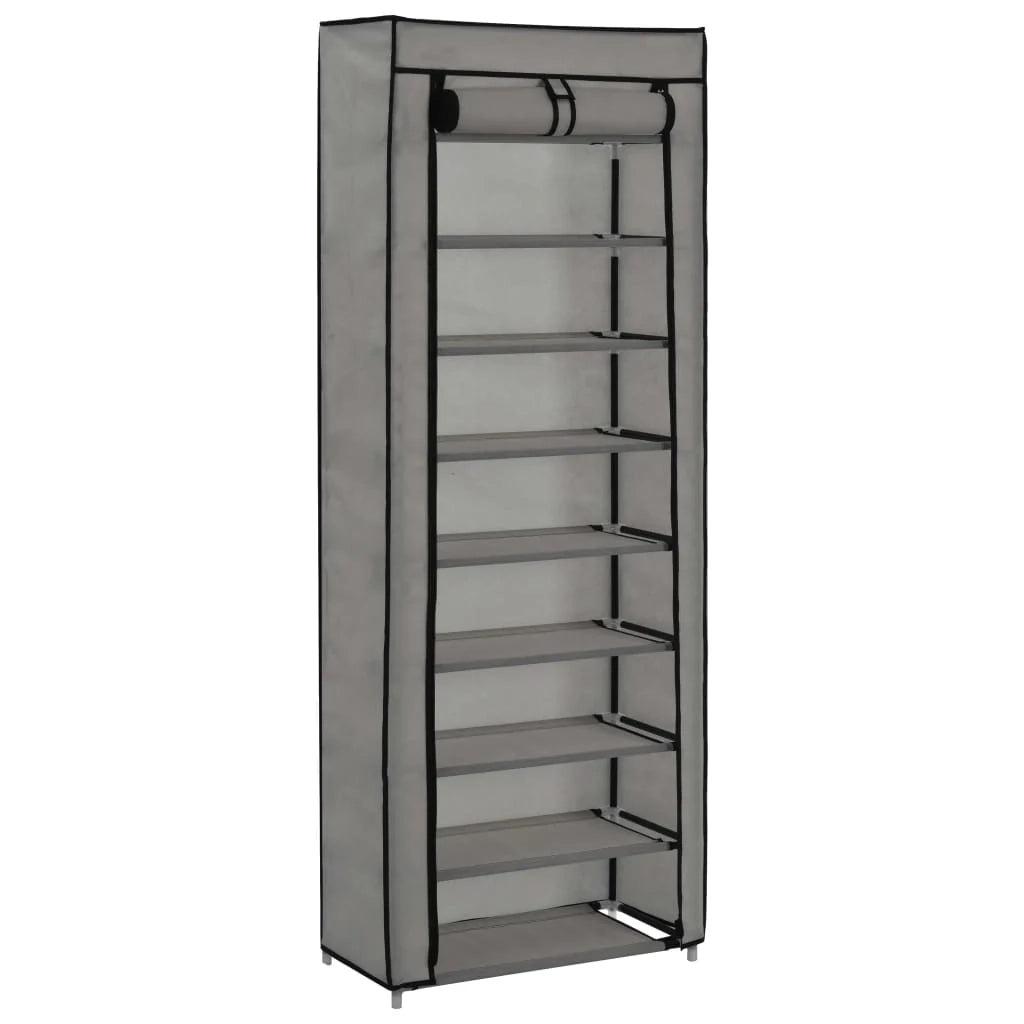 Scarpiera mobile contenitore per scarpe mobile ingresso/corridoio/soggiorno con coperchio 57 x 29 x 162 cm tessuto grigio 02_0021410
