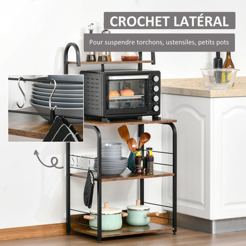 Scaffale cucina 3 ripiani in legno effetto mogano ¨C Xylo ¨C struttura metallo 60x40x125 cm