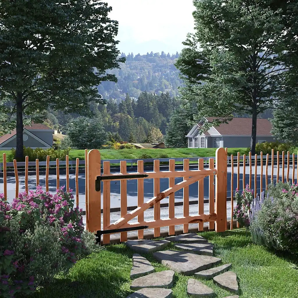 Cancello Singolo Recinzione Legno Nocciolo Impregnato 100x60 cm 142594