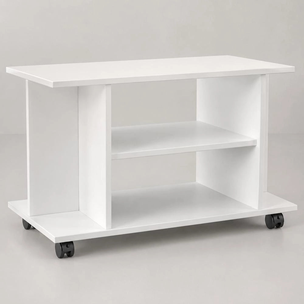 TV Cabinet With Wheels White 80x40x45 Cm Wood-based Material