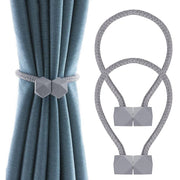 Trade Shop - Set 2 Pz Fermatende Magnetici Per Tenda Moderno Fibbia Intrecciata Colore Grigio -