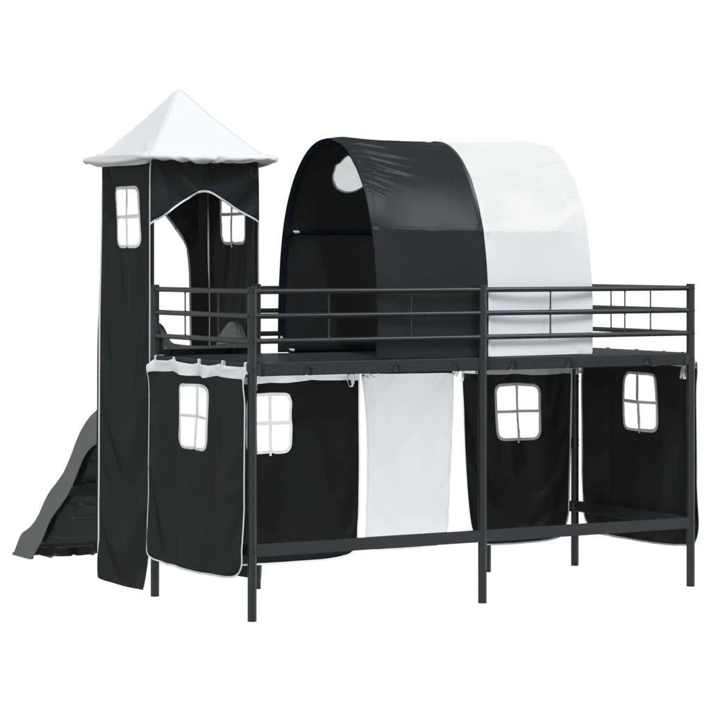Struttura del letto loft per Bambini | Letto Infantile | Lettino Nero 100 x 190 cm Metallo