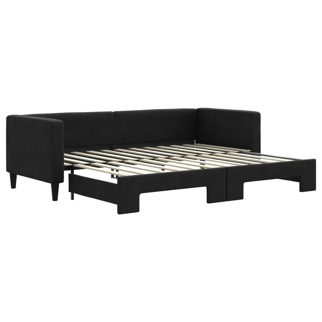 Divano Letto con Letto Estraibile Nero 80x200 Tessuto 3196575
