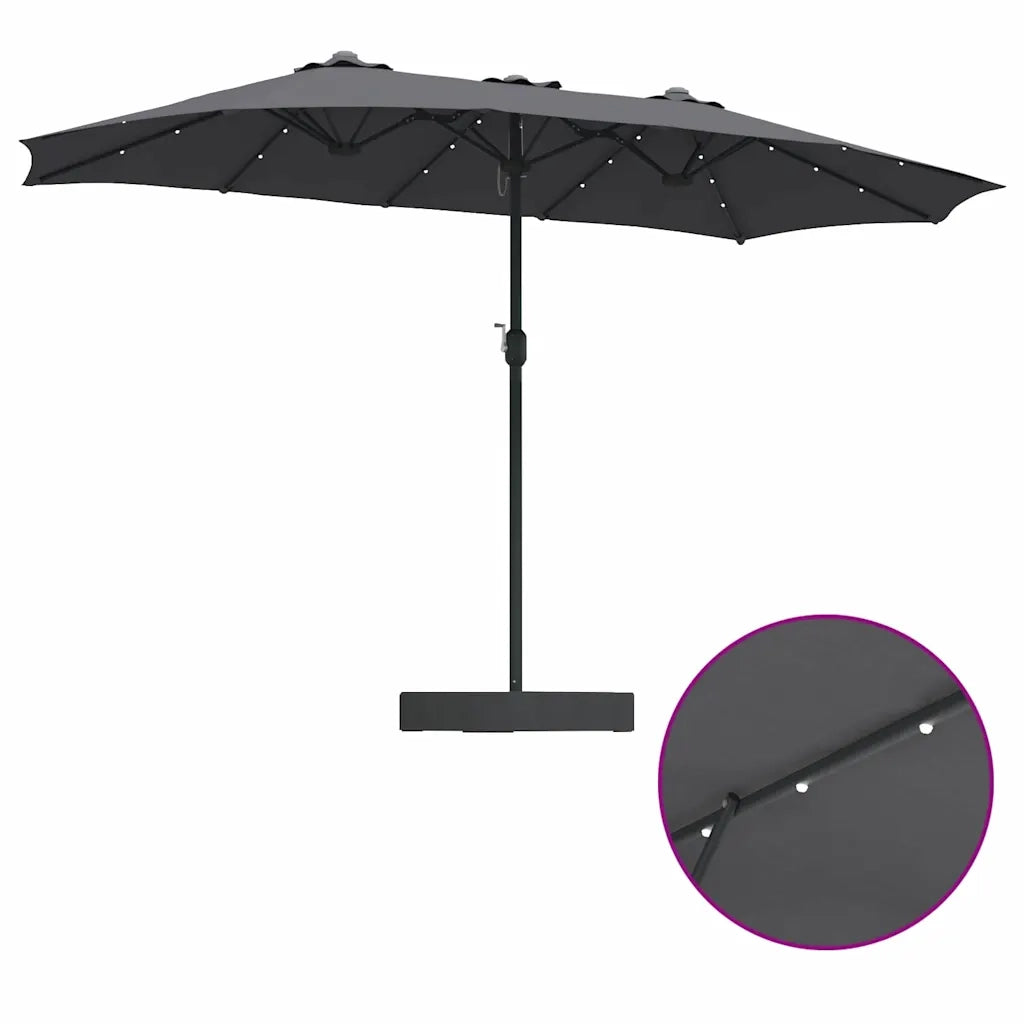 vidaXL Ombrello da giardino Antracite 385 x 209 x 244 cm Tessuto