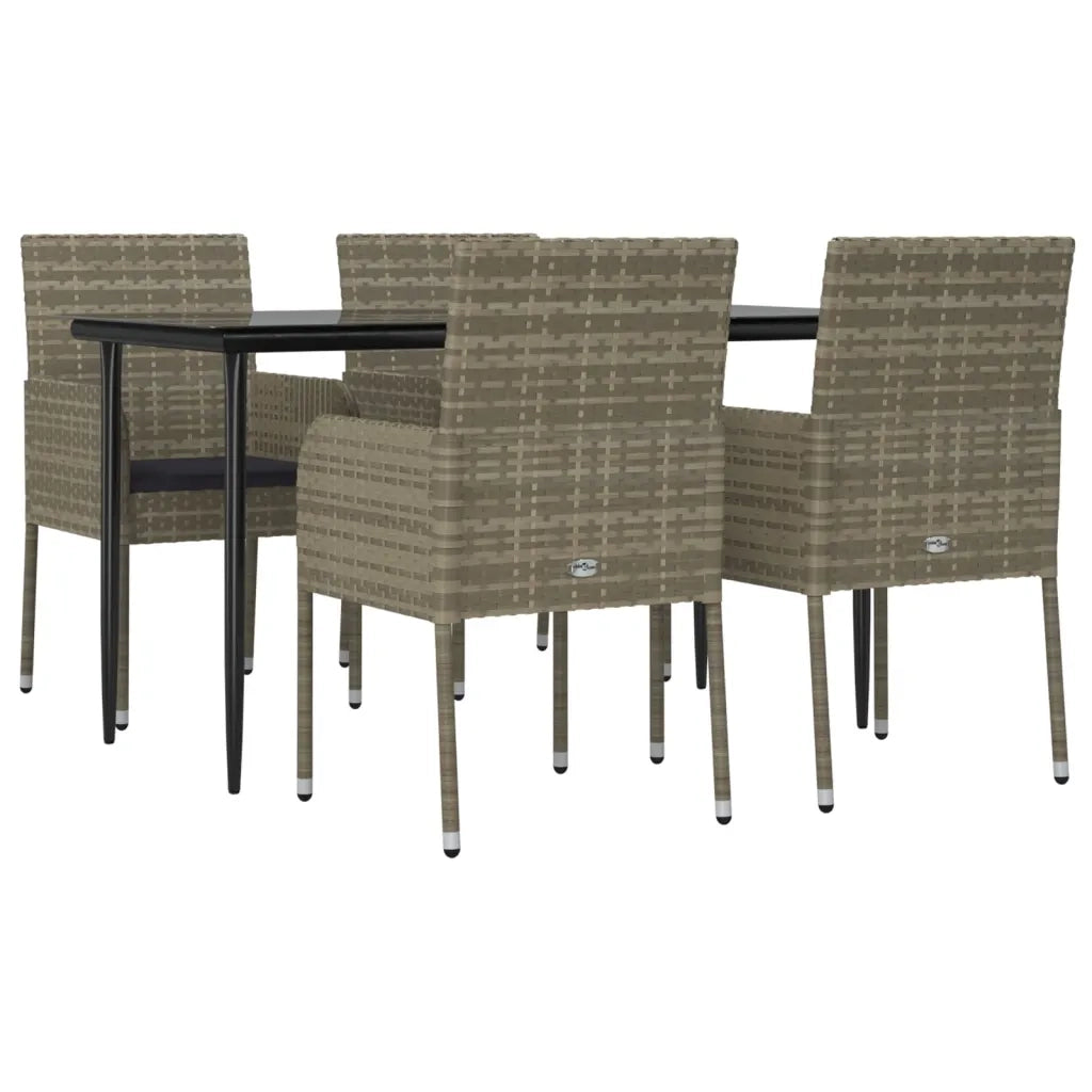 Set da Pranzo Giardino 5pz Nero e Grigio con Cuscini Polyrattancod mxl 100456