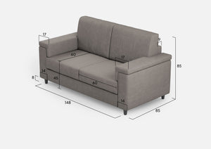 Divano 2 Posti 148x85x85 cm Marrak in Tessuto Grigio