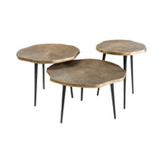 Set di 3 tavolini impilabili NERA dorati e neri - design chic contemporaneo