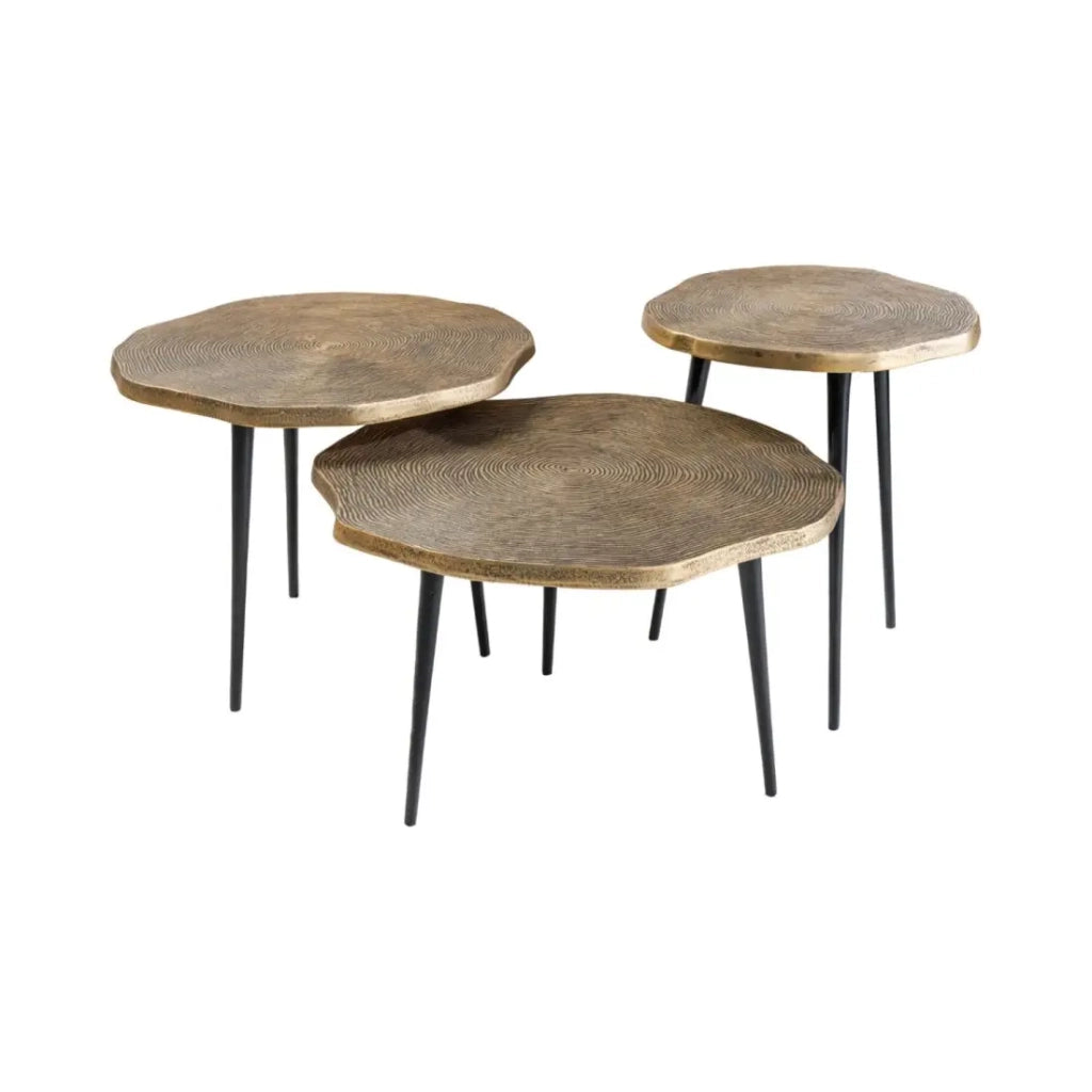 Set di 3 tavolini impilabili NERA dorati e neri - design chic contemporaneo