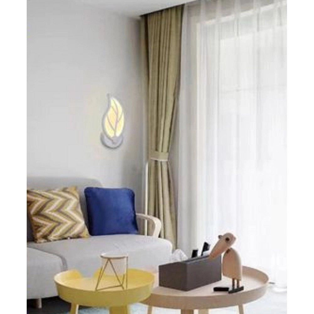 Trade Shop - Applique Foglia A Parete 7 Watt Lampada Abat Jour Luce Fredda Calda Naturale E32 - -bianco Caldo      -