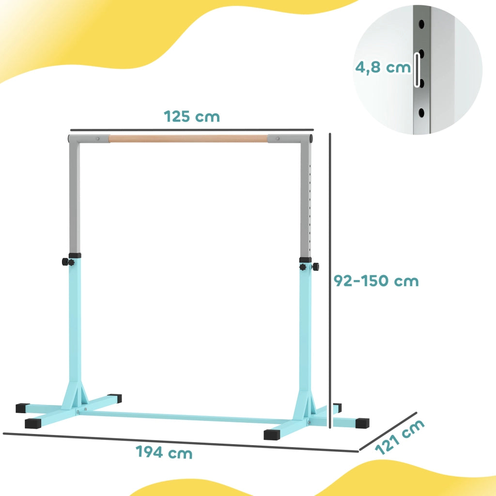 Barra orizzontale per bambini ¨C zephmum ¨C regolabile 92-150 cm, legno di faggio, ciano