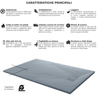 Piatto Doccia 70x170 cm Effetto Pietra Stone Grigio