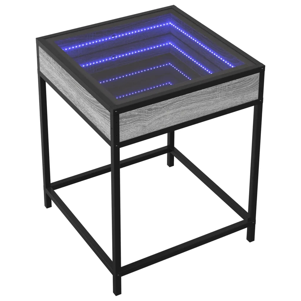 Tavolino da salotto | Tavolino da caff¨¨ | Tavolino da Soggiorno con LED Infinity Grigio Sonoma 40x40x51 cm