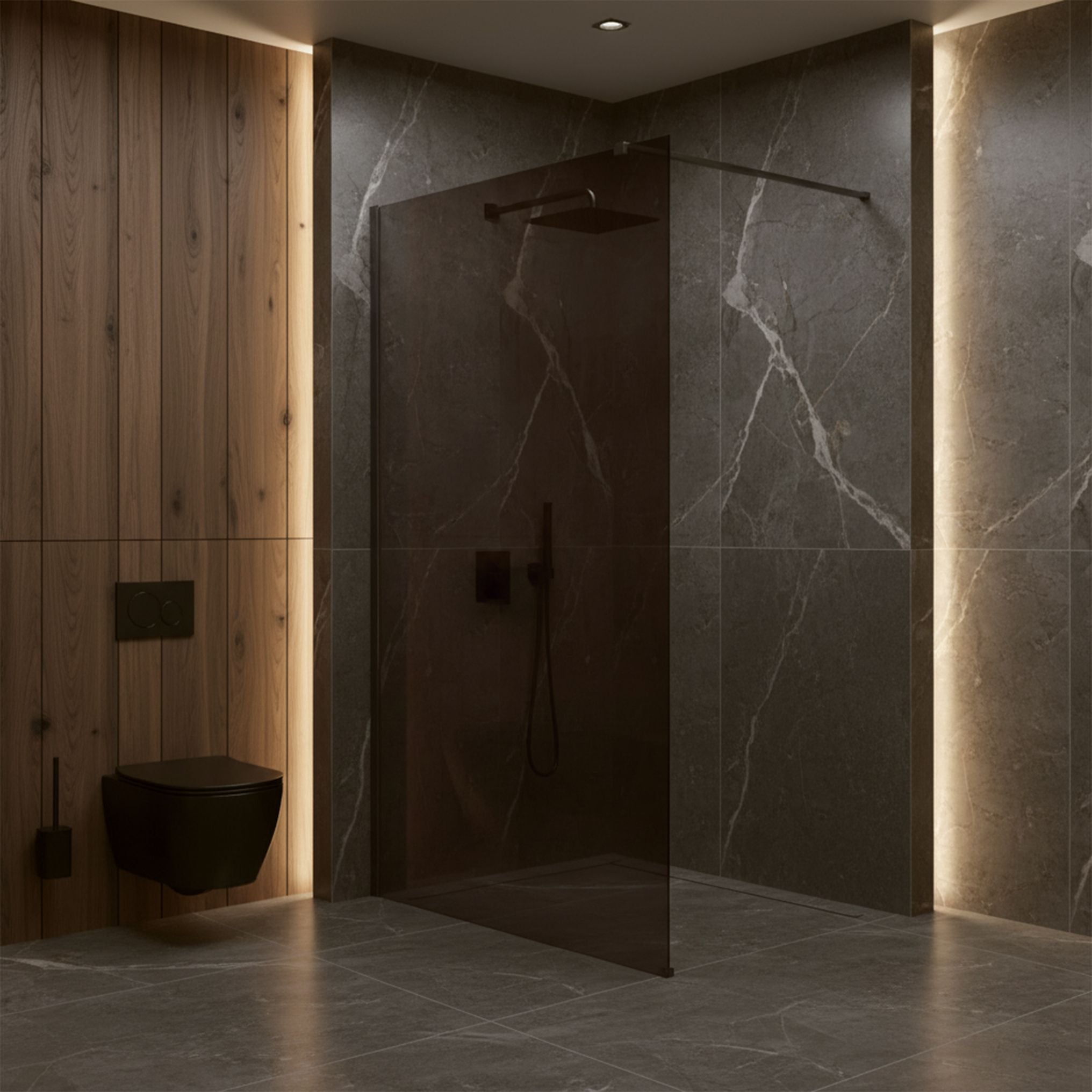 Parete Doccia Rea Flexi Brown / Titan 80