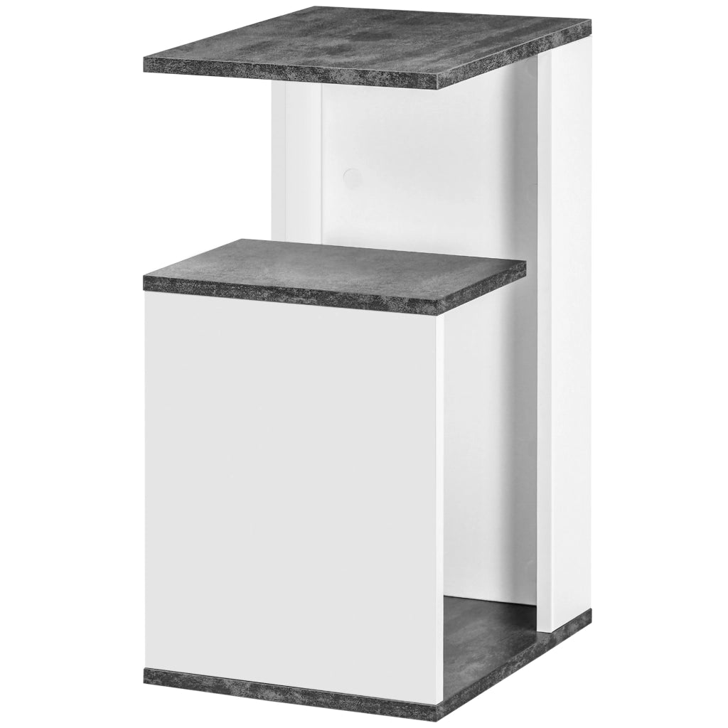 Comodino ¨C zephmum ¨C Grigio e Bianco 35x29,5x60 cm
