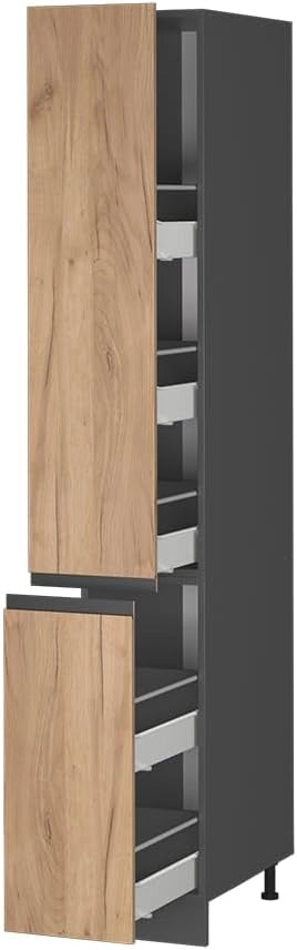 Armadio da farmacia R-Line, Quercia dorata, 30 cm Forma a J, per la libera combinazione all'interno di sistemi cucina modulari