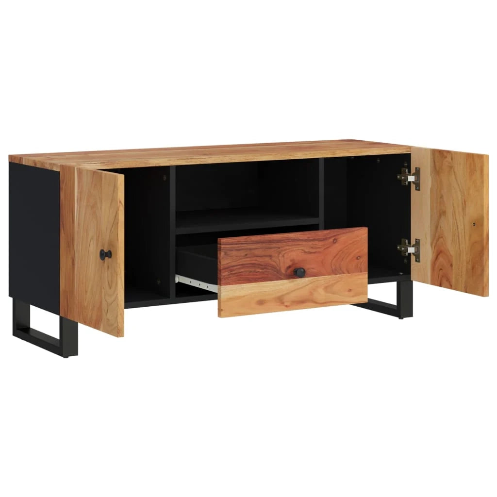 Mobile TV multimediale mensola per TV credenza per TV sala da pranzo soggiorno camera da letto 105 x 33,5 x 46 cm legno massello e ingegnerizzato di acacia marrone 02_0025680