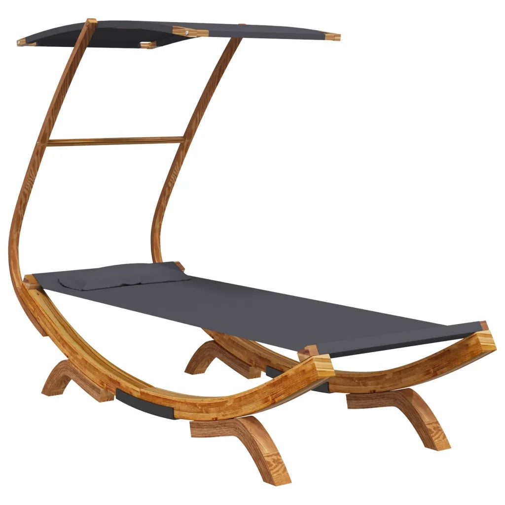 Lettino con Tettuccio 100x190x134 cm in Legno Curvato Antracite 313944