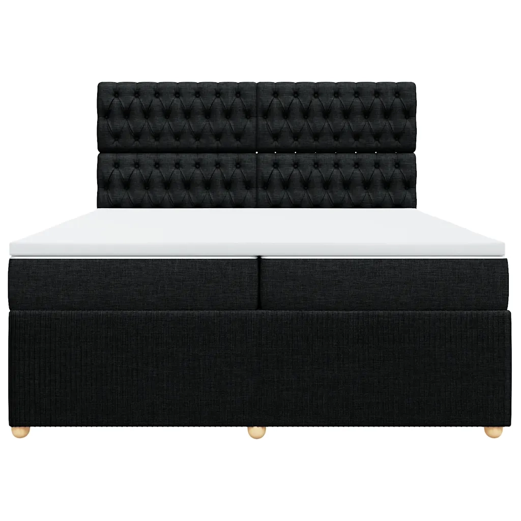 Giroletto a Molle con Materasso Nero 200x200 cm in Tessuto