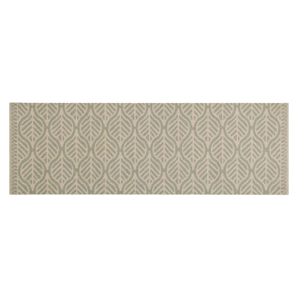 Tappetino da cucina lavabile con stampa a foglie 180 x 60 cm antiscivolo comodo design moderno in velluto verde 02_0056472