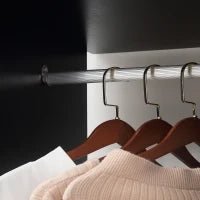 Armadio con 2 Guardaroba, 5 Ripiani e 6 Ruote, in Legno e Alluminio, 120x40x128 cm, Nero