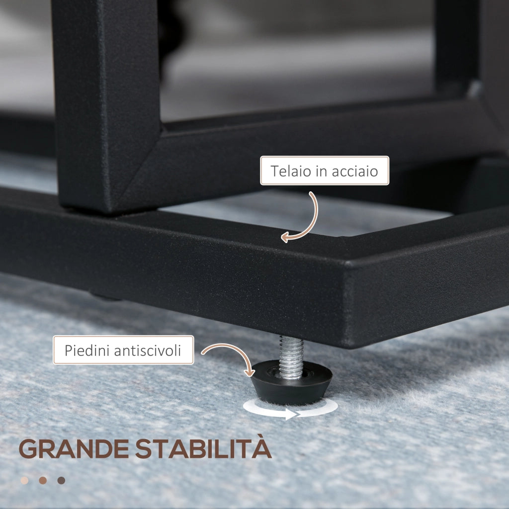 Tavolino da Caff¨¨ con Borsa Portaoggetti ¨C Xylo ¨C Truciolato e Acciaio Nero Marrone 49x19x55cm